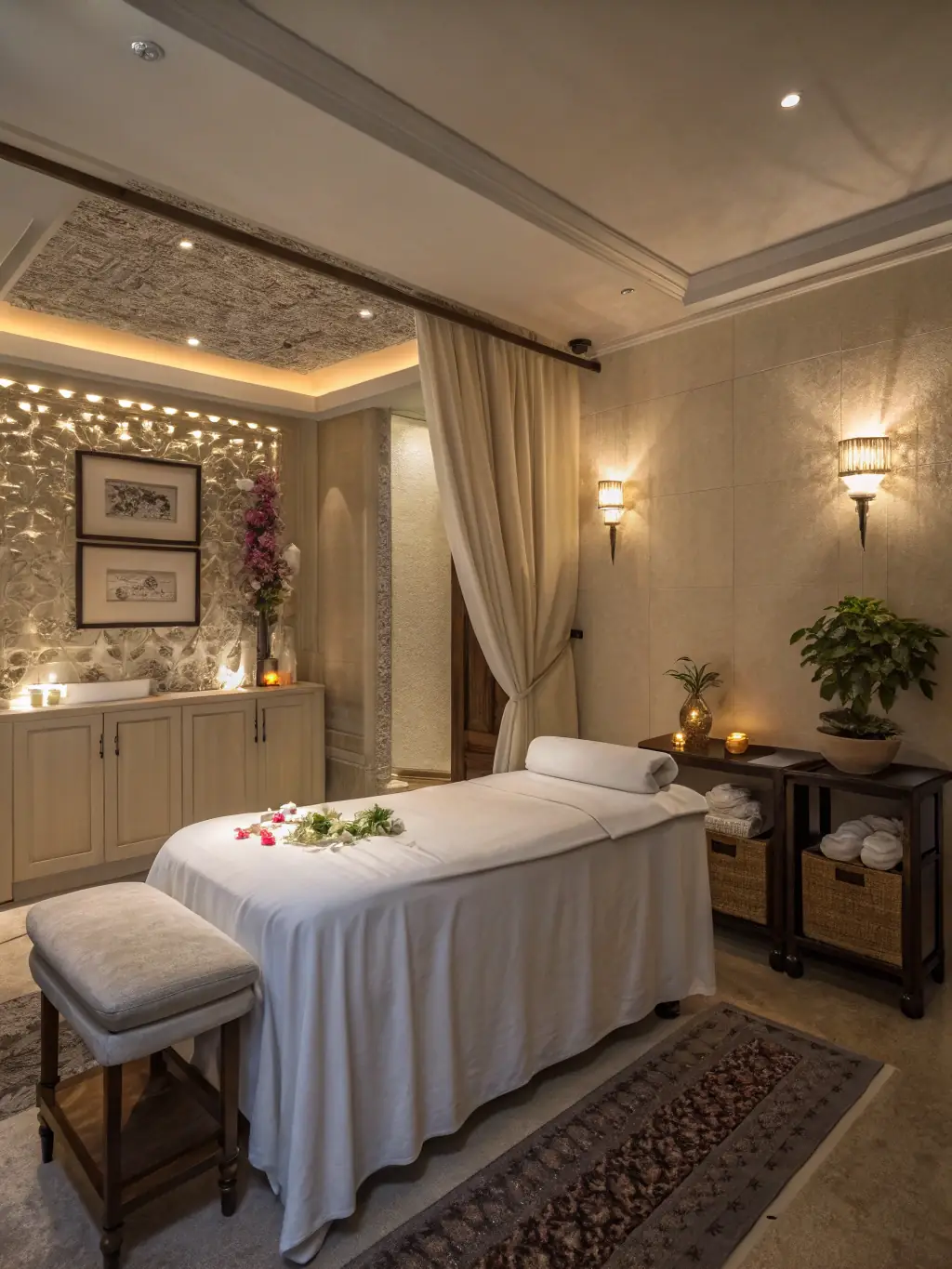 A tranquil scene of a Wellnessmassage, emphasizing stress reduction and mental balance in a peaceful setting.